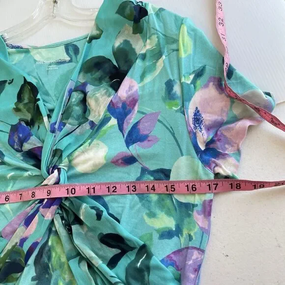 Soft Surroundings Floral Jersey Maxi Dress Womens M Blue Short Sleeve V Neck - Picture 9 of 10